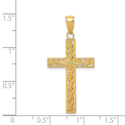 14 Karat (585) Gelbgold Kordel-Kreuz-Anhänger