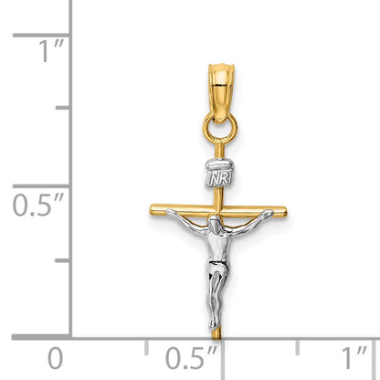 14K Bicolor Inri Kruzifix Anhänger