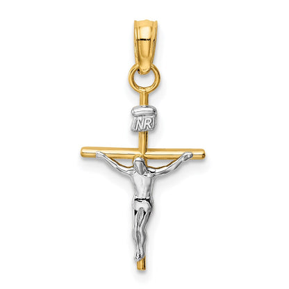14K Bicolor Inri Kruzifix Anhänger