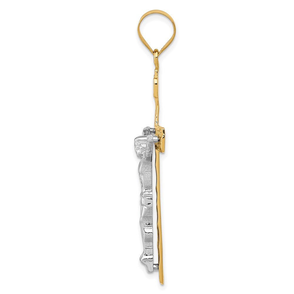 14K Bicolor-Gold INRI-Kruzifix-Anhänger