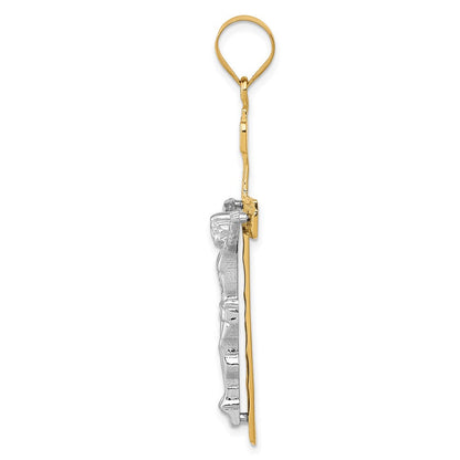 14K Bicolor-Gold INRI-Kruzifix-Anhänger