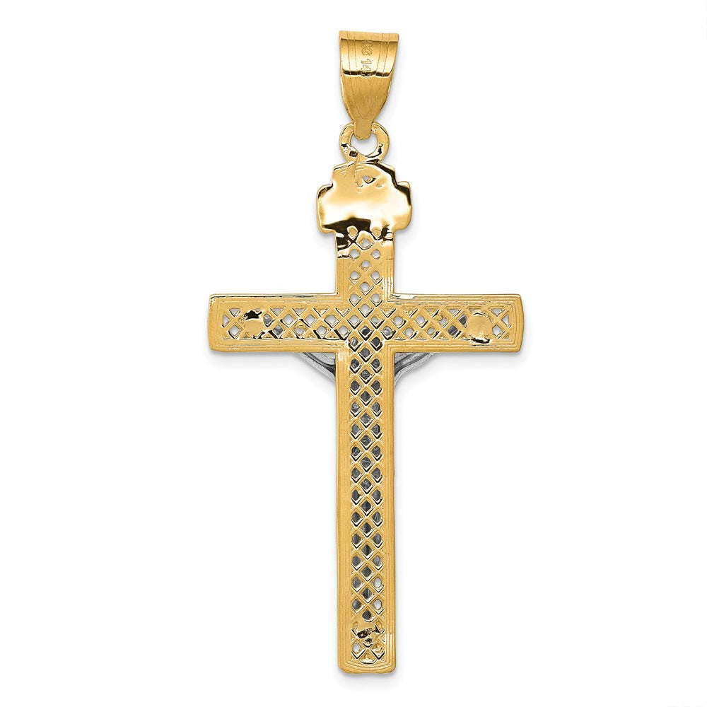 14K Bicolor-Gold INRI-Kruzifix-Anhänger