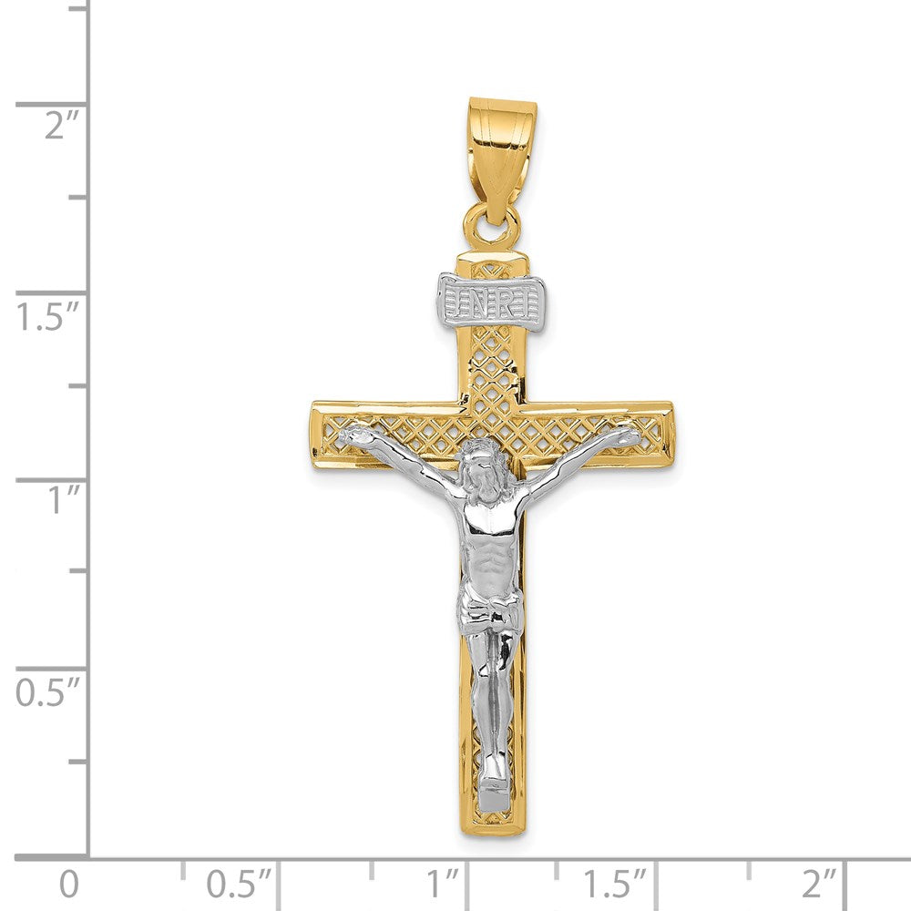 14K Bicolor-Gold INRI-Kruzifix-Anhänger