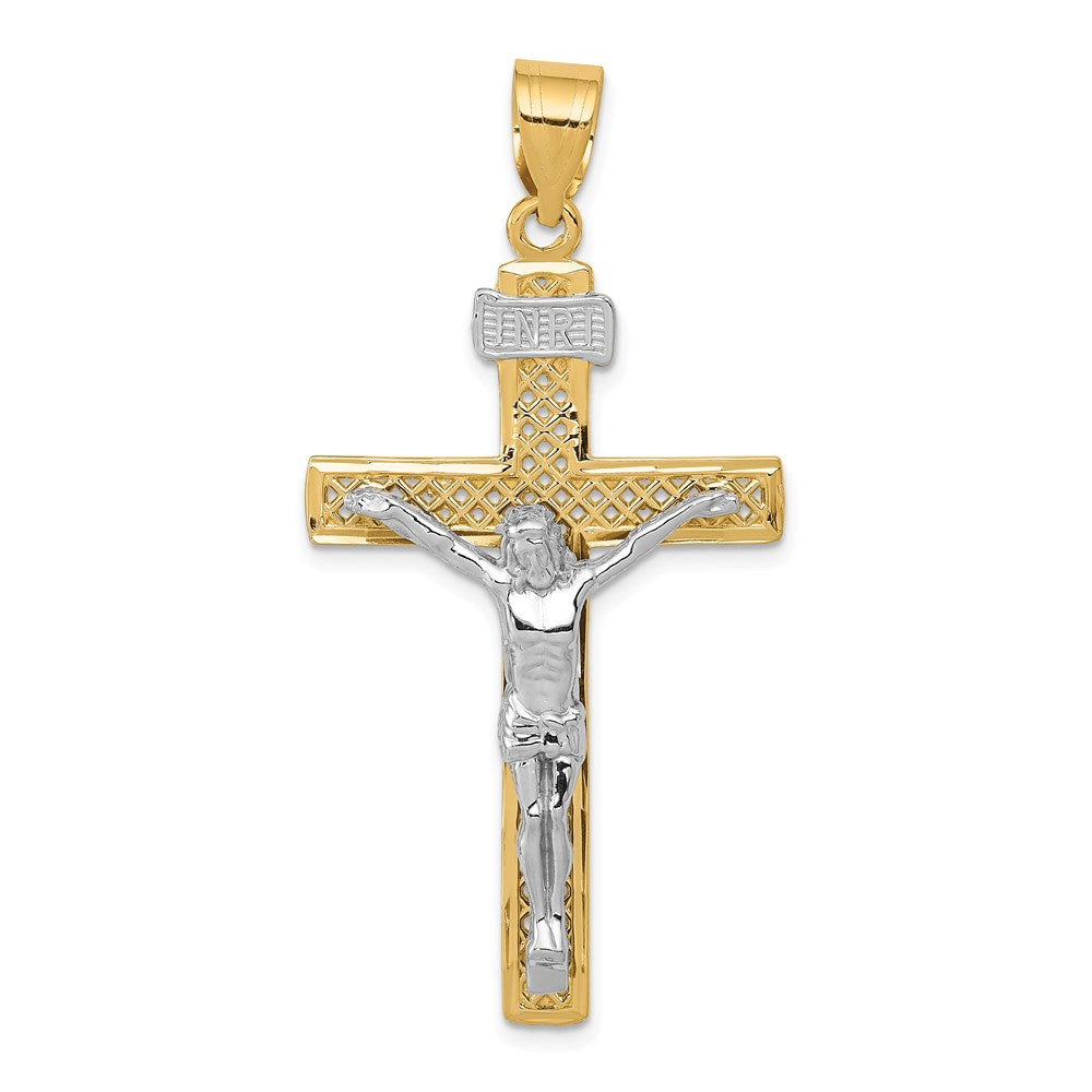 14K Bicolor-Gold INRI-Kruzifix-Anhänger