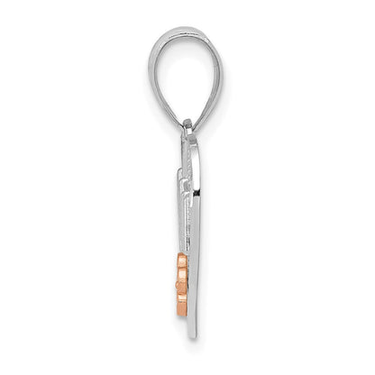 14K Bicolor Weißgold mit Roségold Blume Nana Herz Anhänger