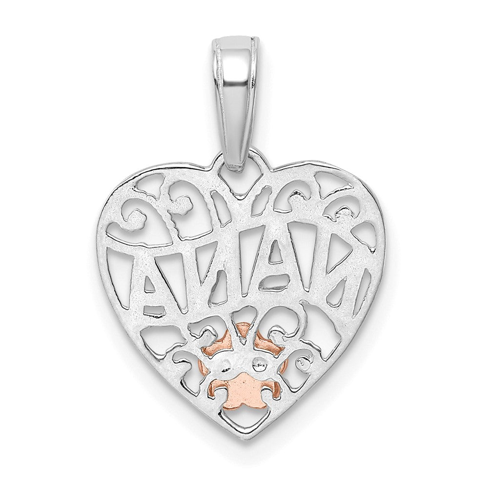 14K Bicolor Weißgold mit Roségold Blume Nana Herz Anhänger