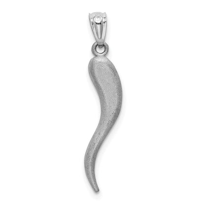 14K Weißgold Solid Diamantiertes Italienisches Horn Charm