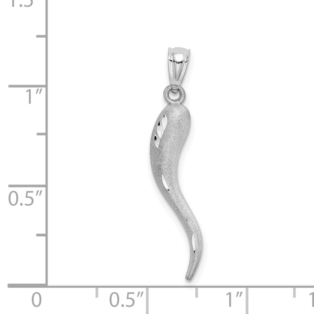 14K Weißgold Solid Diamantiertes Italienisches Horn Charm