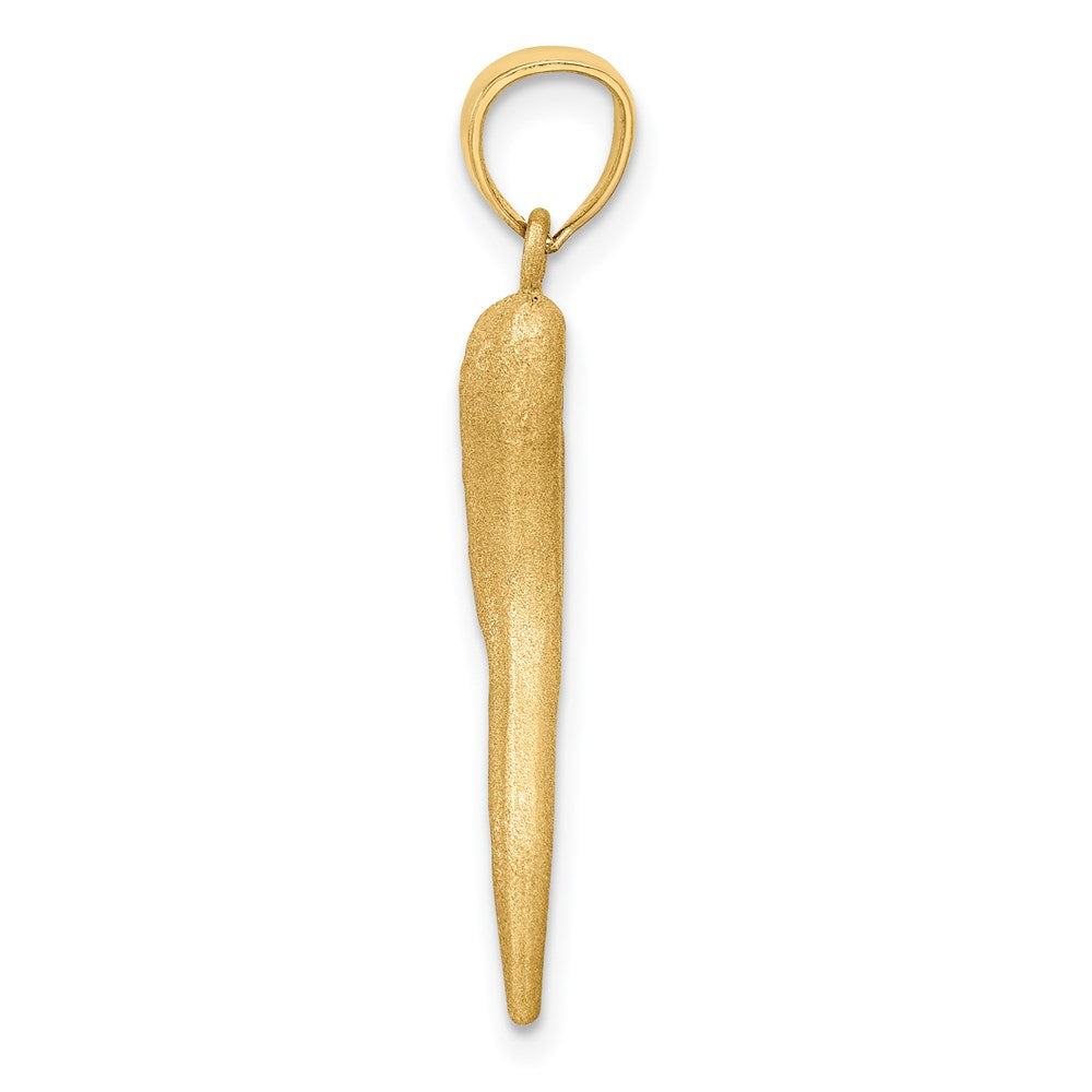 14K Gelbgold massives diamantgeschliffenes Hörnchen-Charm (Italienisches Horn)
