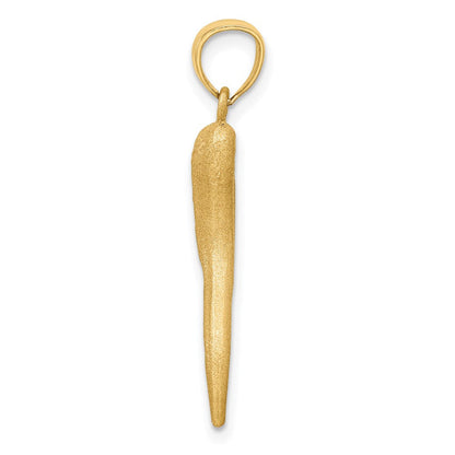 14K Gelbgold massives diamantgeschliffenes Hörnchen-Charm (Italienisches Horn)
