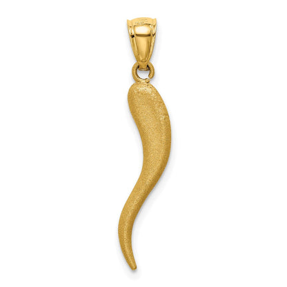 14K Gelbgold massives diamantgeschliffenes Hörnchen-Charm (Italienisches Horn)