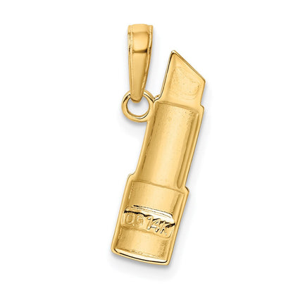 14K Gelb & Rhodium und Emailliert Lipstick Charm