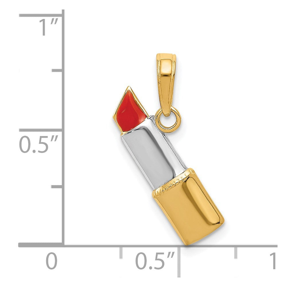 14K Gelb & Rhodium und Emailliert Lipstick Charm