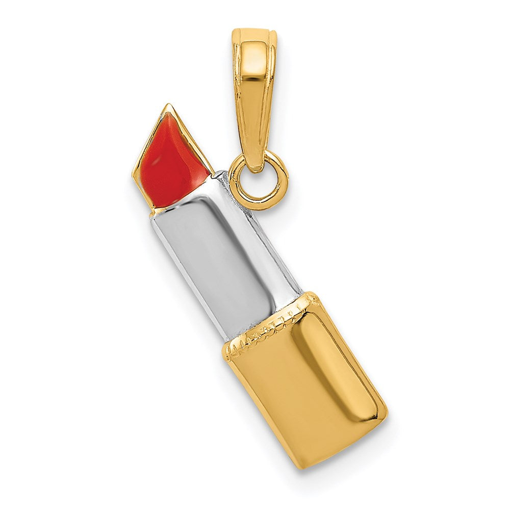 14K Gelb & Rhodium und Emailliert Lipstick Charm