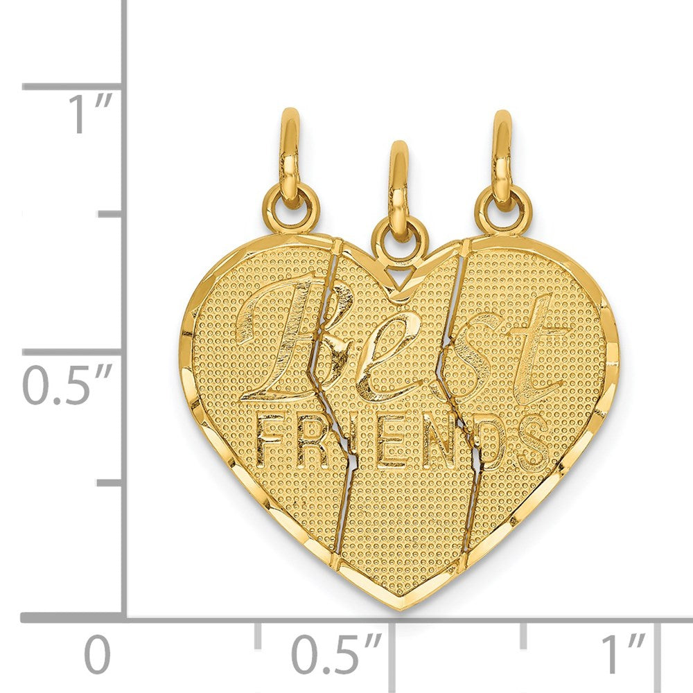 14K Gelbgold 3-teiliges „BESTE FREUNDE“-Charm-Set zum Auseinanderbrechen