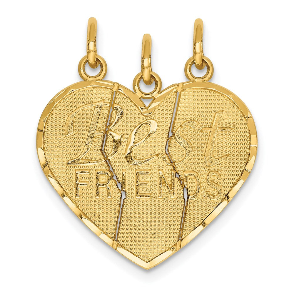 14K Gelbgold 3-teiliges „BESTE FREUNDE“-Charm-Set zum Auseinanderbrechen