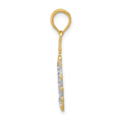 14K Gelb- und Rhodiumgold Rhodium-Kronenanhänger