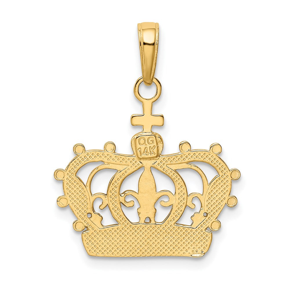 14K Gelb- und Rhodiumgold Rhodium-Kronenanhänger