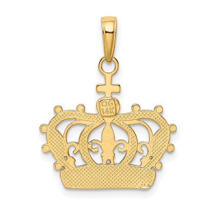 14K Gelb- und Rhodiumgold Rhodium-Kronenanhänger