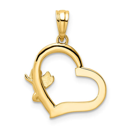 14K Gelb- & Rhodiumgold & Weißrhodium Engel-auf-Herz-Anhänger
