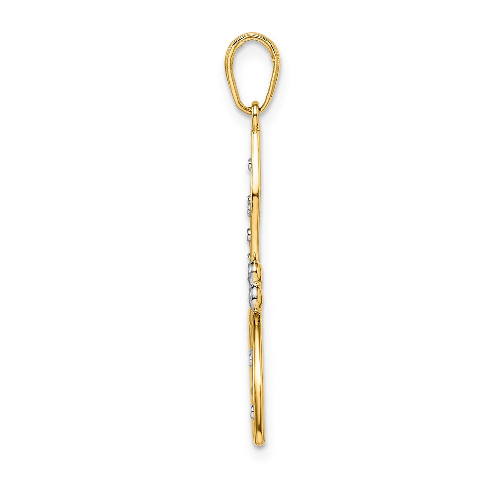 Filigraner Libellen-Anhänger aus 14K Gelb- und Rhodiumgold sowie Weißrhodium mit Diamantschliff