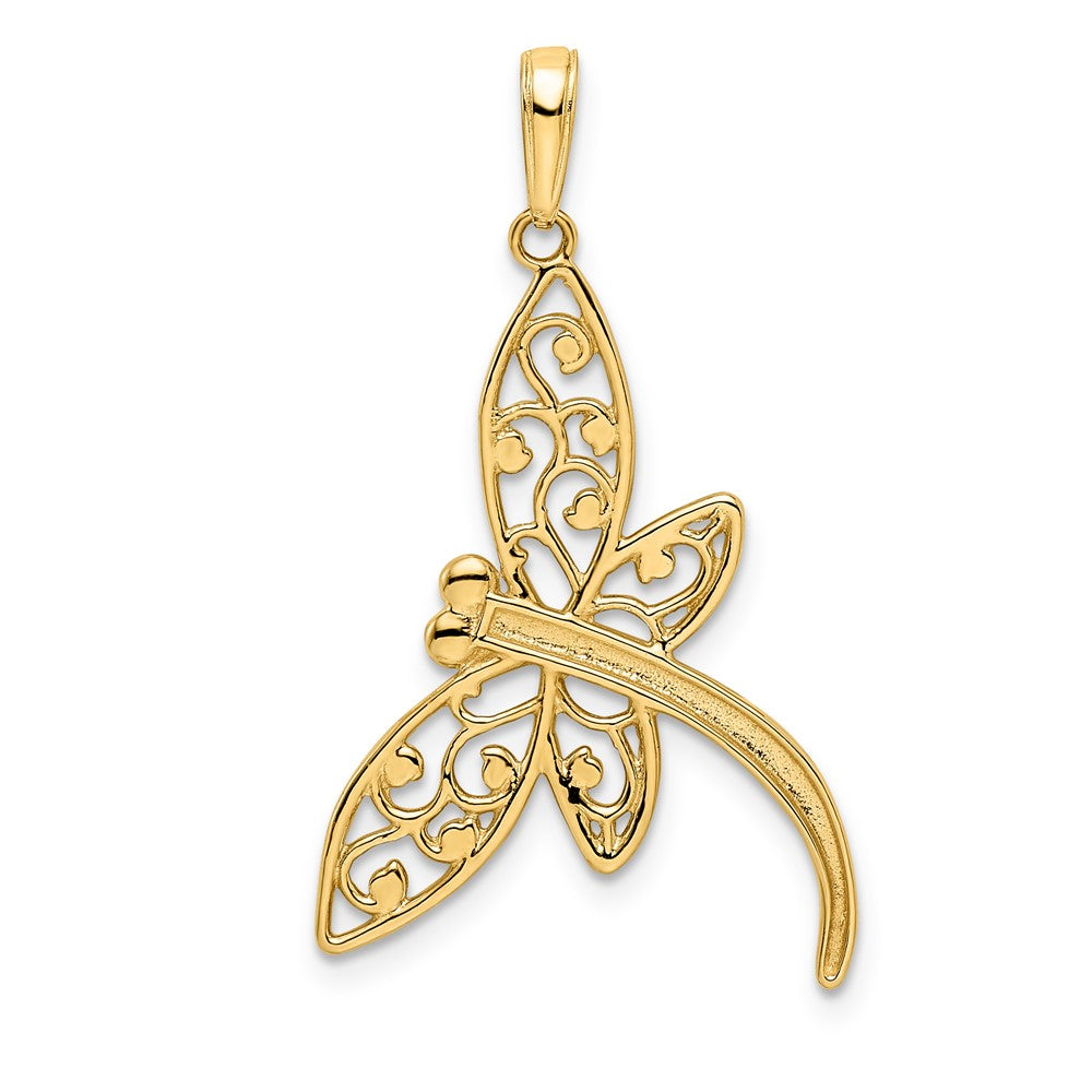 Filigraner Libellen-Anhänger aus 14K Gelb- und Rhodiumgold sowie Weißrhodium mit Diamantschliff
