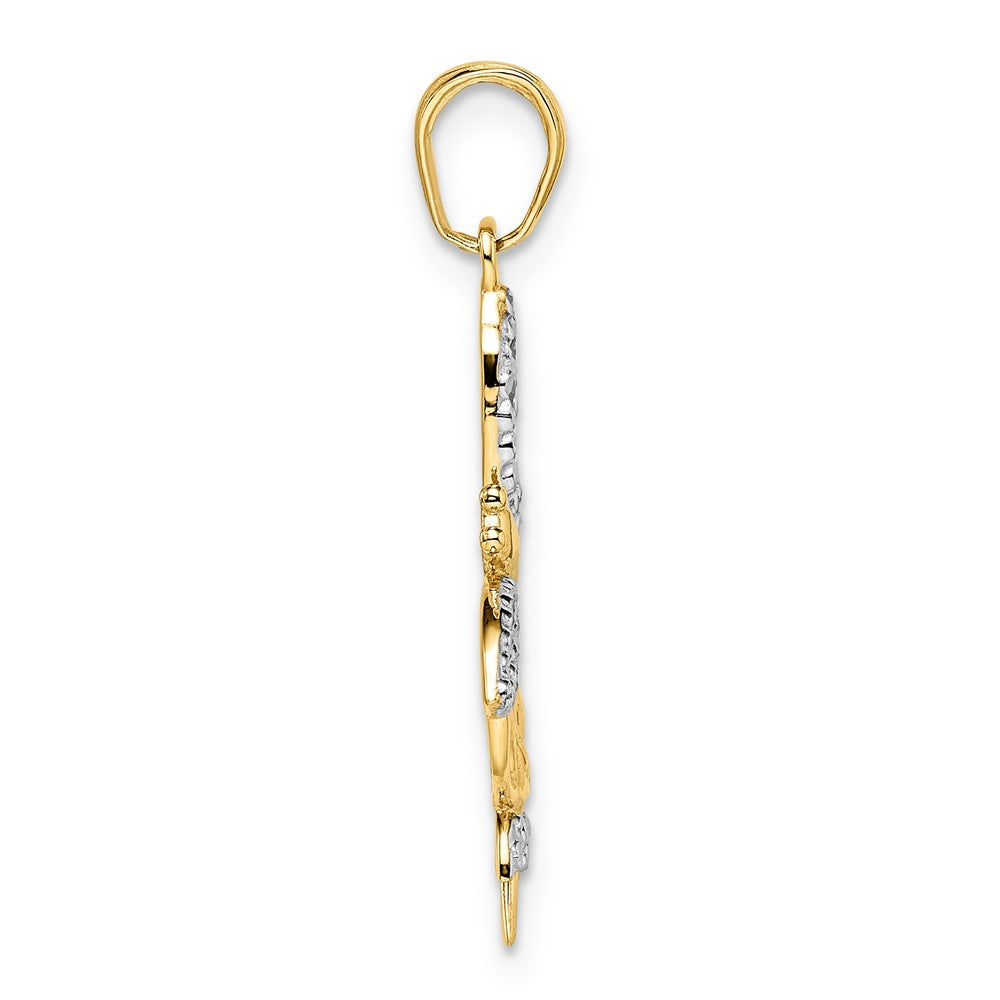 14K Gelb & Rhodium und Weiß Diamantiert Dragonflies Anhänger