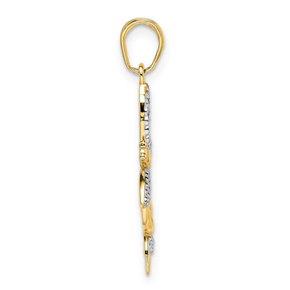 14K Gelb & Rhodium und Weiß Diamantiert Dragonflies Anhänger