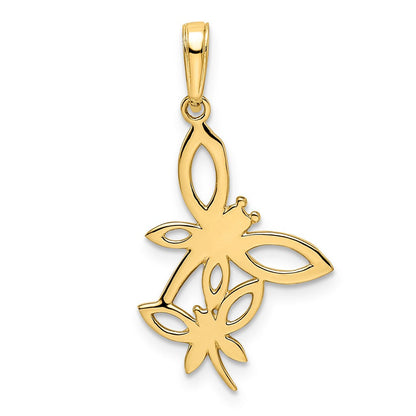 14K Gelb & Rhodium und Weiß Diamantiert Dragonflies Anhänger