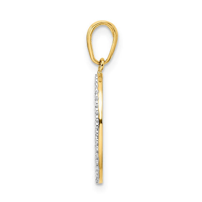 14K Gelb & Rhodium und Weiß Diamantiert Hund in Oval Anhänger