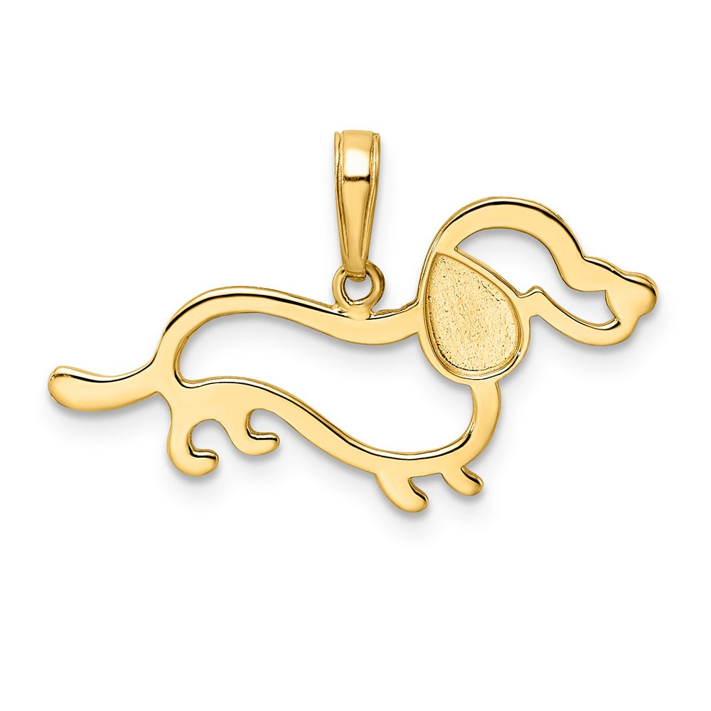 14 Karat Gelb- und Rhodiumgold sowie Weißrhodium-Diamantschliff-Dackel-Anhänger