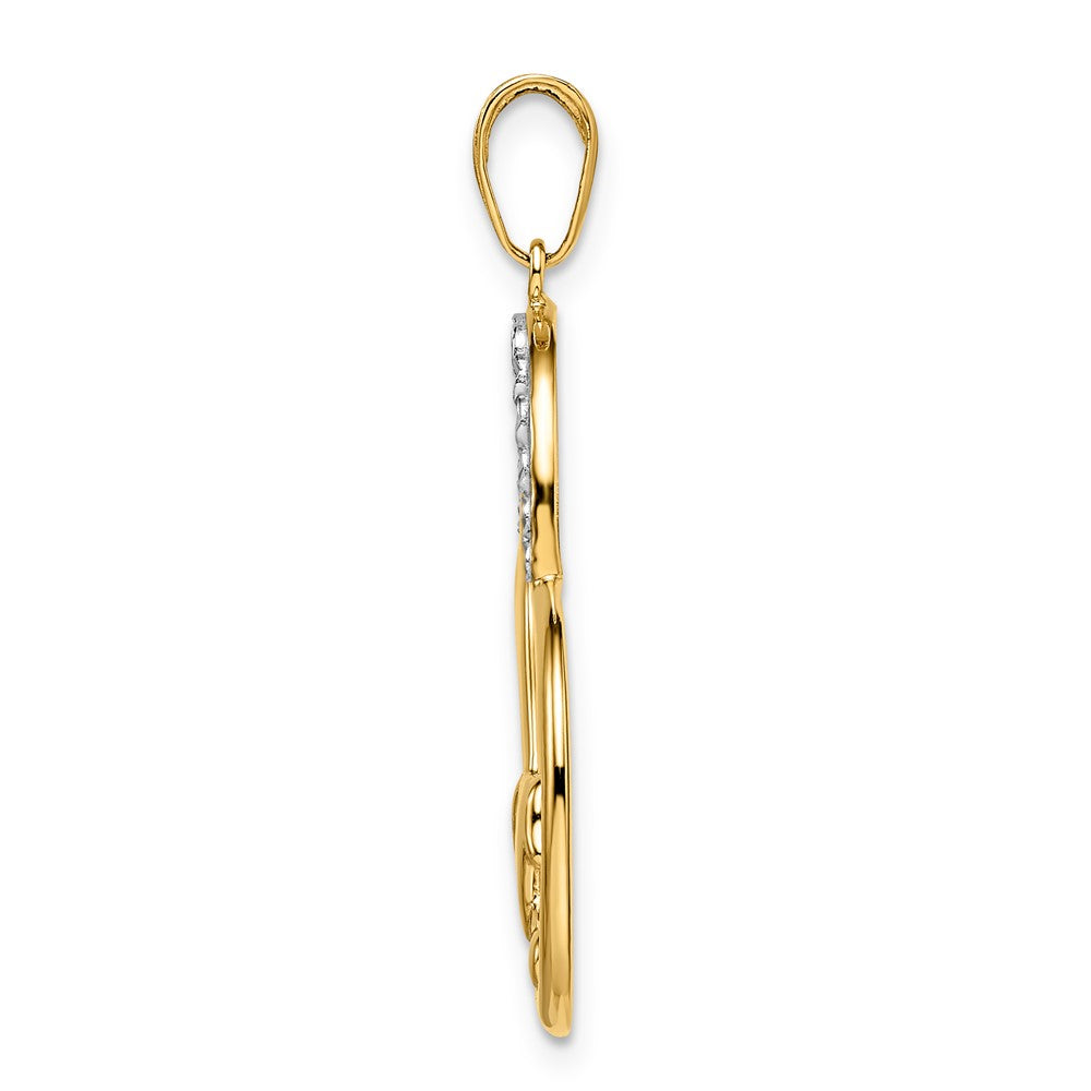 14K Gelbgold, Rhodiumgold & Weißrhodium diamantierter Anhänger „Sich streckender Welpe im Herzen“