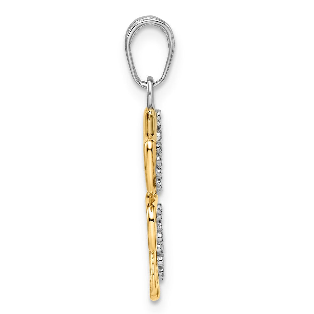 14K Gelb- und Rhodiumgold sowie Weißrhodium Diamant-geschliffener Hunde- und Welpen-Anhänger