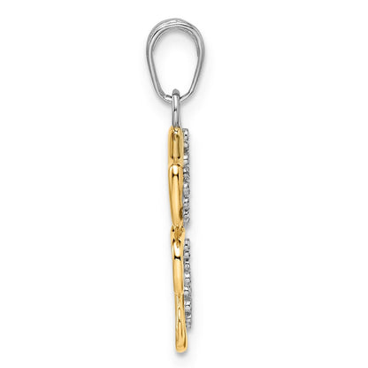 14K Gelb- und Rhodiumgold sowie Weißrhodium Diamant-geschliffener Hunde- und Welpen-Anhänger