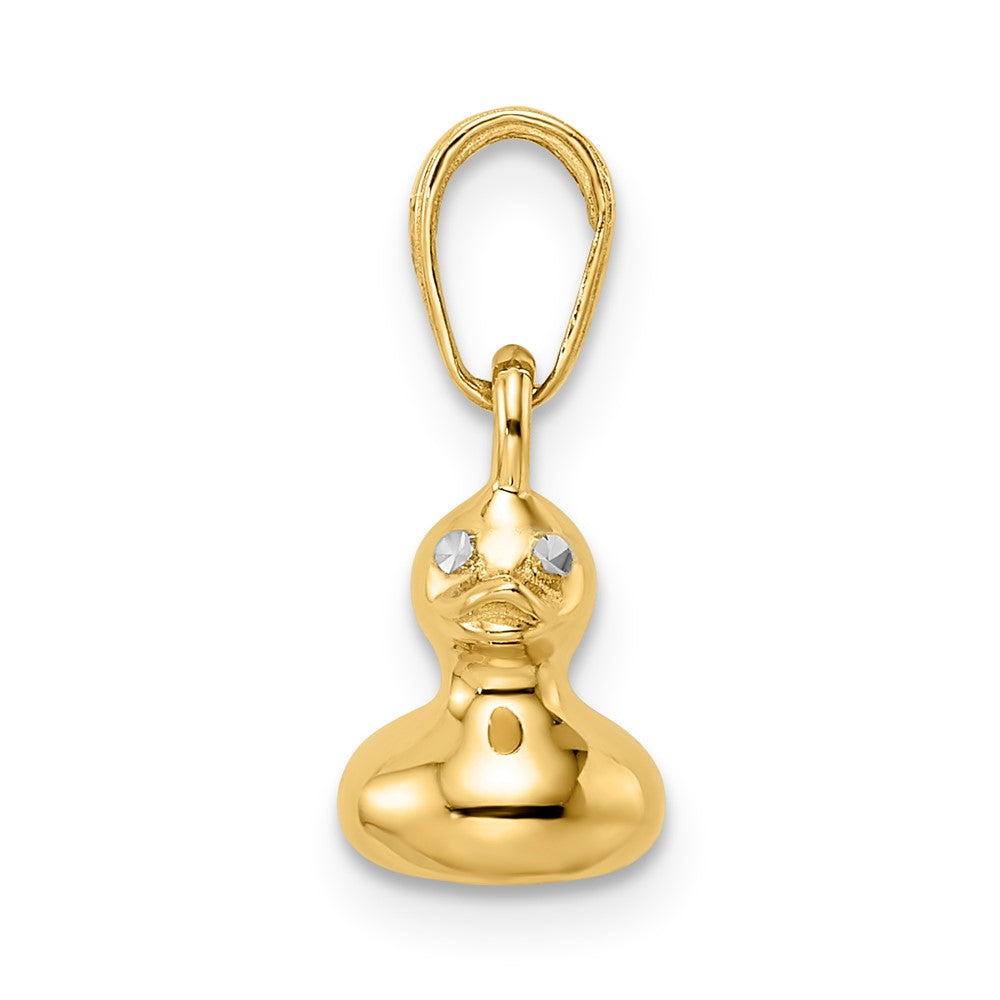 14K Gelbgold & Rhodium & Weißrhodium 3D-Enten-Anhänger