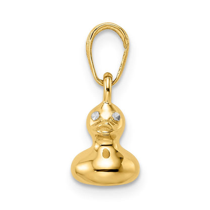 14K Gelbgold & Rhodium & Weißrhodium 3D-Enten-Anhänger