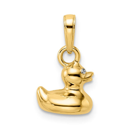 14K Gelbgold & Rhodium & Weißrhodium 3D-Enten-Anhänger