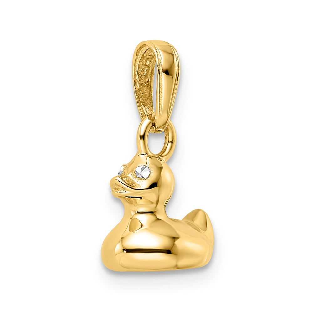 14K Gelbgold & Rhodium & Weißrhodium 3D-Enten-Anhänger
