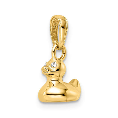 14K Gelbgold & Rhodium & Weißrhodium 3D-Enten-Anhänger