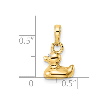14K Gelbgold & Rhodium & Weißrhodium 3D-Enten-Anhänger