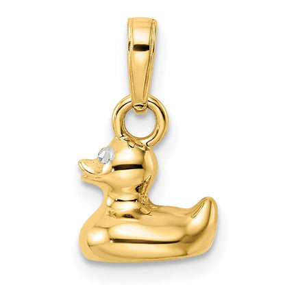 14K Gelbgold & Rhodium & Weißrhodium 3D-Enten-Anhänger