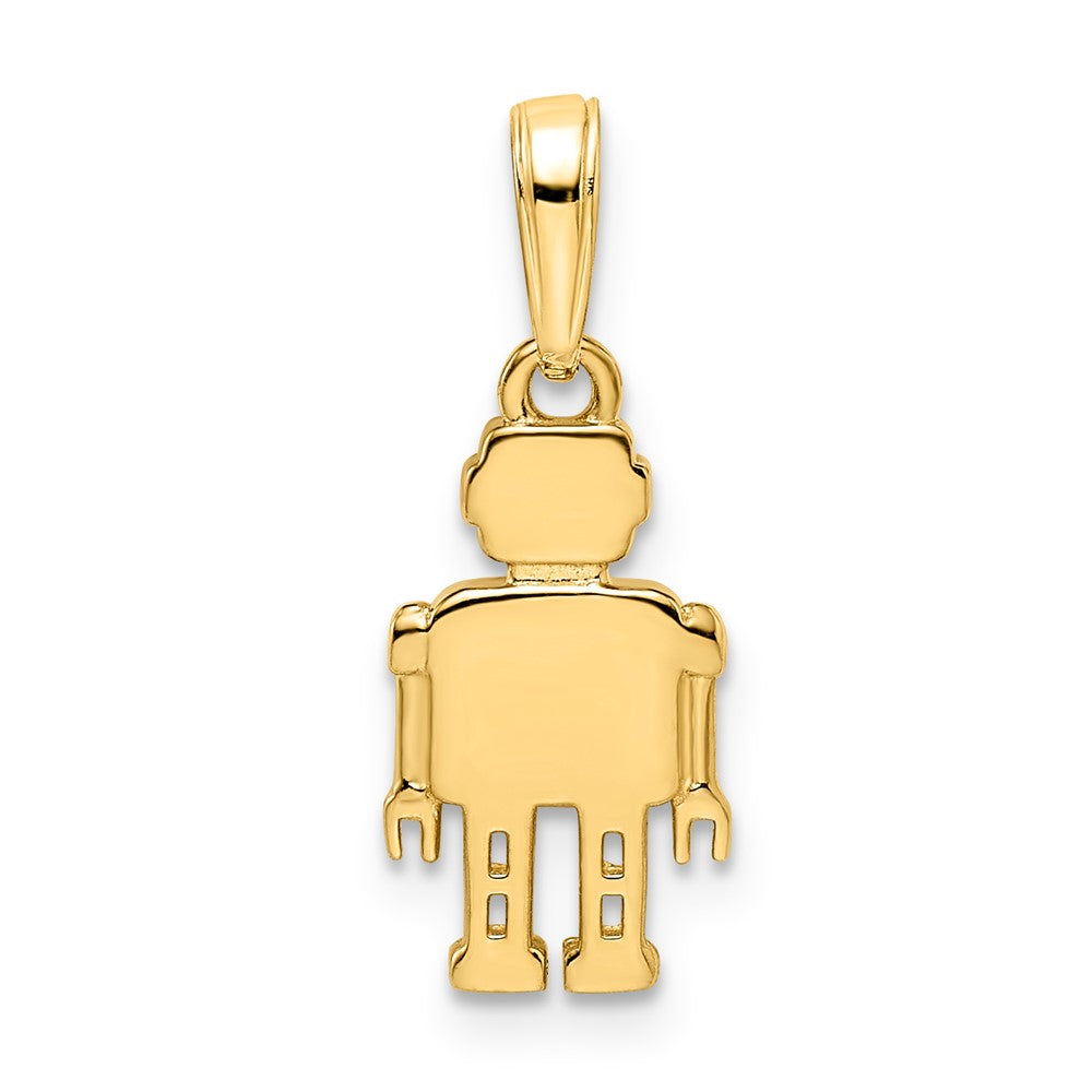 14 Karat Gelb- und Rhodiumgold mit Weißrhodium, diamantgeschliffener Roboter-Anhänger