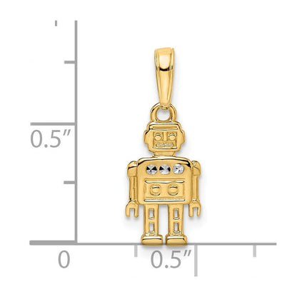14 Karat Gelb- und Rhodiumgold mit Weißrhodium, diamantgeschliffener Roboter-Anhänger