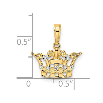 14K Gelb & Rhodium und Weiß Diamantiert Krone Anhänger
