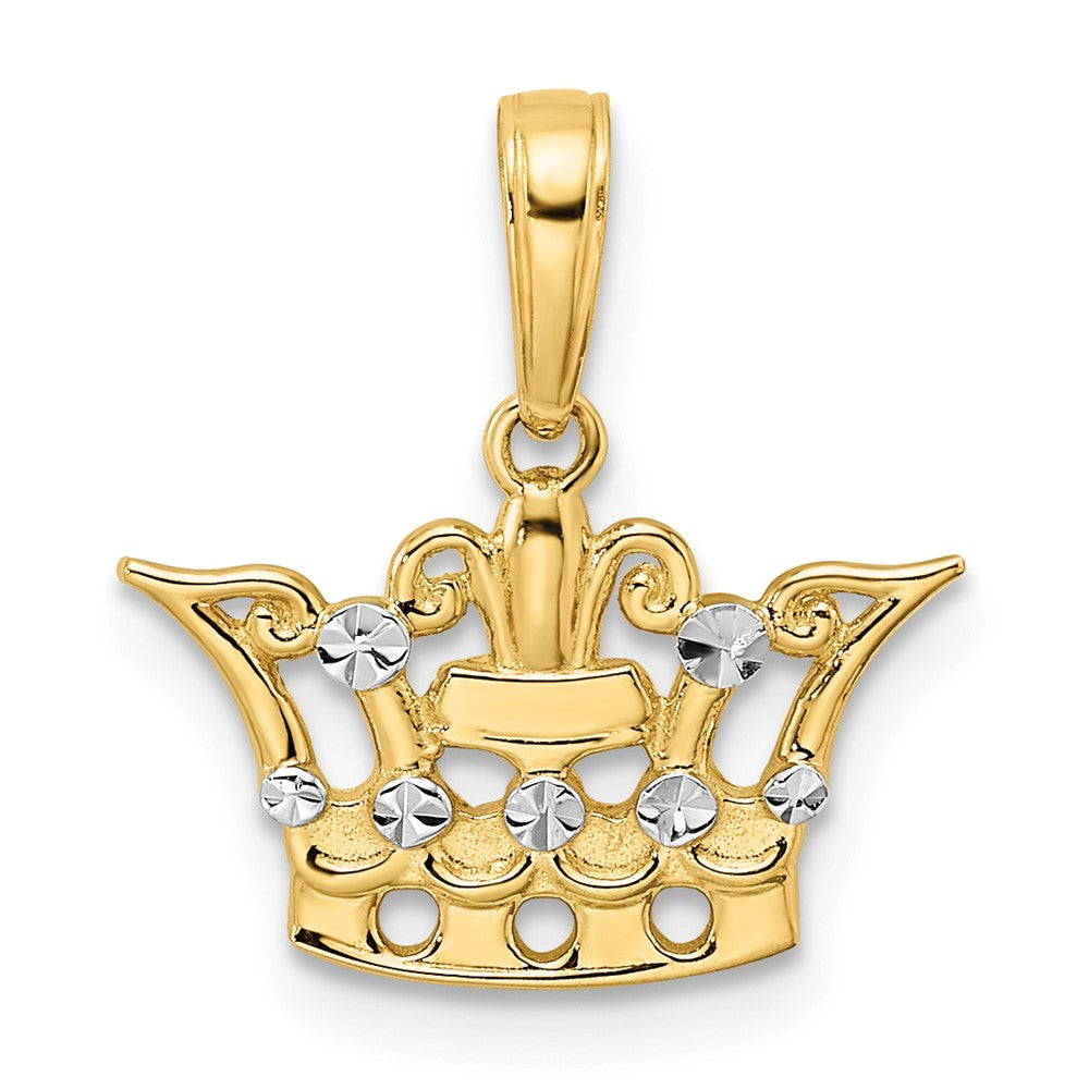 14K Gelb & Rhodium und Weiß Diamantiert Krone Anhänger