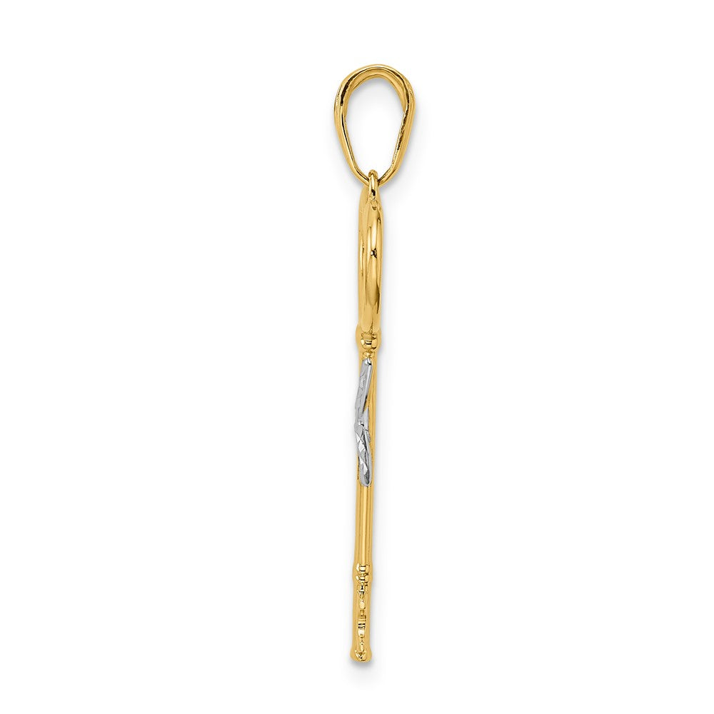 14K Gelb & Rhodium und Weiß Diamiond-cut Herz Key Anhänger