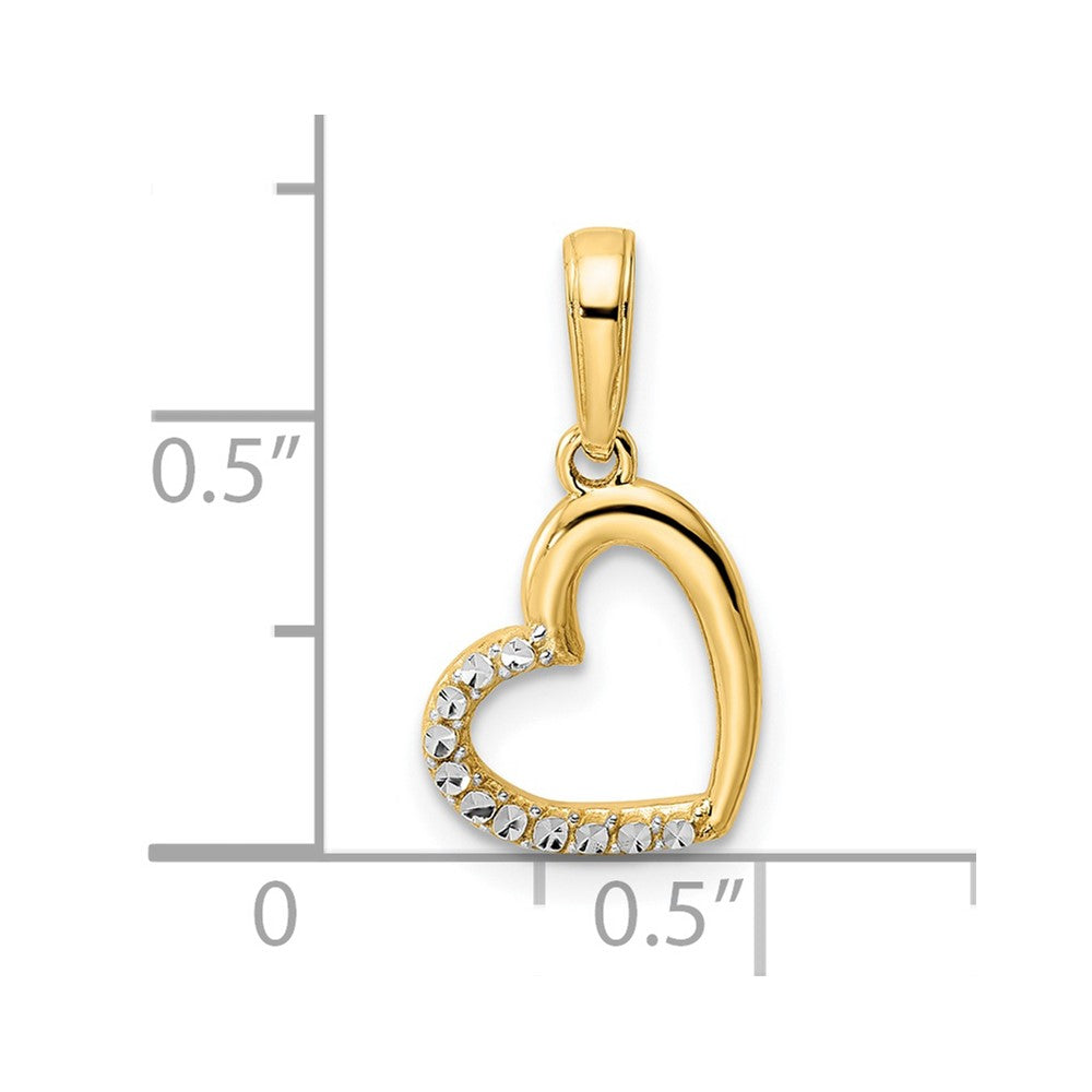 14K Gelb & Rhodium und Weiß Diamantiert Herz Anhänger