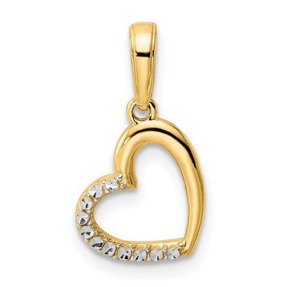 14K Gelb & Rhodium und Weiß Diamantiert Herz Anhänger