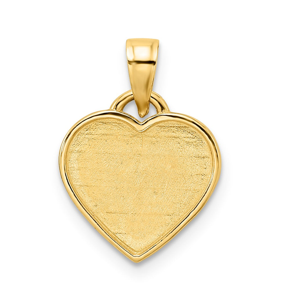 14K Gelb- und Rhodiumgold und Weißrhodium Herzanhänger mit diamantierter Umrandung