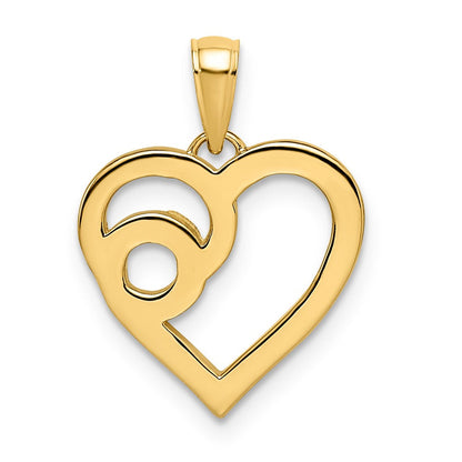 14K Gelb- und Rhodium-Gold sowie Weißrhodium Diamantgeschliffener Wirbel-Herzanhänger